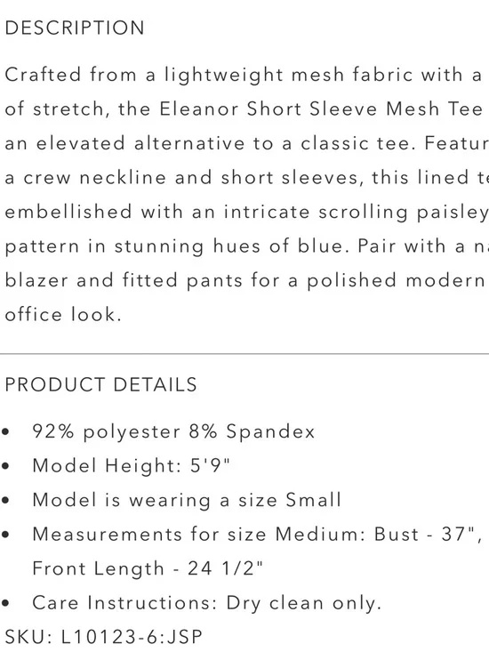 Johnny Was Eleanor Short Sleeve Mesh Tee - Picture 8 of 8